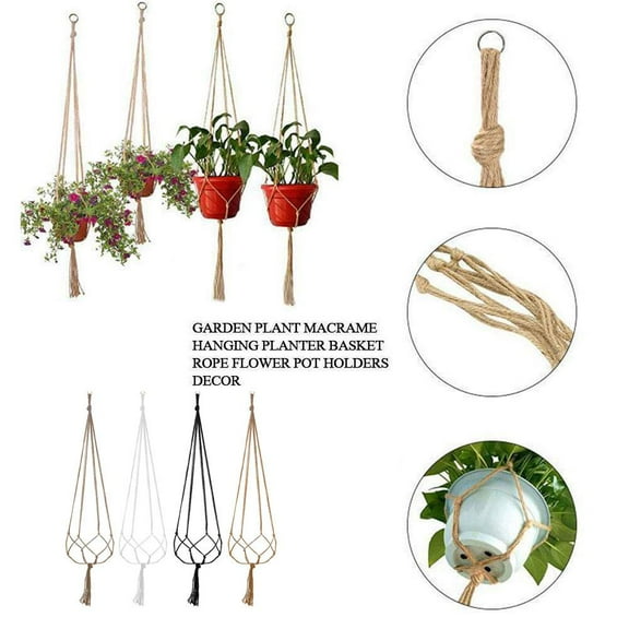 Blarkrus HandMade Macrame Plant Hanger Planter Pot Holder Hanging Jute Rope 90cm Vintage±