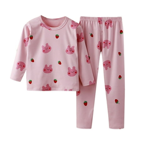 

Zlekejiko Toddler Kids Baby Boys Girls Long Sleeve Cartoon Tops Pj’s Pants Trousers Sleepwear Pajamas Outfits Set 2PCS
