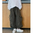 thumbnail image 3 of Cargo Pants Kids Loose Fit Baggy Cargo Pants High Elastic Waisted Green Cargo Pants with Pocket Girls Summer Clothes 11-12 Years, 3 of 8