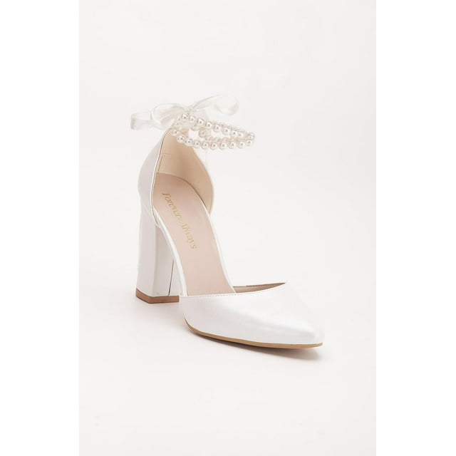 Denise - Tacones de novia marfil con perlas crema 25 CM