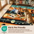 thumbnail image 4 of Design&I 2'x3' Washable Throw Rug Music Cd Vinyl Record Retro Disc Stripes Bold Soundwave Border for Hallway, Laundry Room, Low Profile Daily Traffic Ready Accent, 4 of 7