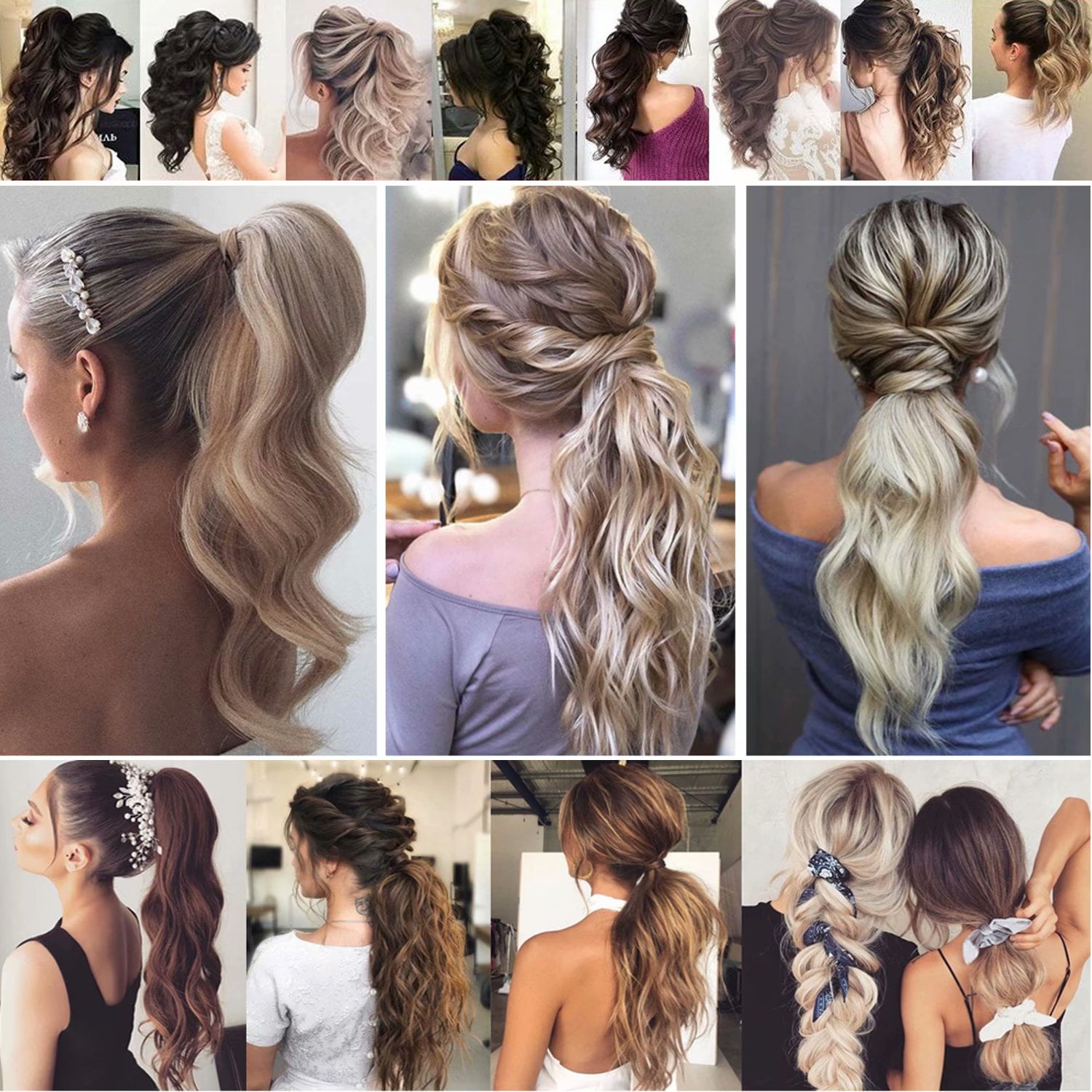 Benehair Clip in Ponytail Hair Extensions Human Hair Ponytail Wrap Around Remy Hair One Piece Human Hair Extensions Jet Black 18inch 90g Body Wave Curly Pony Tail