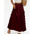 thumbnail image 2 of Jsaierl Women's Casual Cargo Maxi Skirt, Elastic Waist Ruched Long Skirt with Side Pockets, Breathable A-Line Skirt for Streetwear Outdoor Daily Wear, 2 of 6