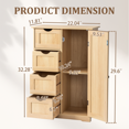 thumbnail image 4 of GZXS Floor Storage Cabinet, Bathroom Cabinet with Door and 4 Drawers, Freestanding Pantry Cabinet with Adjustable Shelf for Living Room, Kitchen, Entryway, Easy Assembly, Natural, 4 of 11