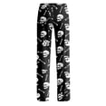 thumbnail image 5 of Yuaguia Women Halloween Skull & Bone Print Pajama Pants, Elastic Waist Wide Leg Loose Sleep Lounge Pants, No Drawstring Soft Casual Fall Home Loungewear Bottoms ,Black M, 5 of 9