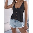thumbnail image 6 of Dycnvjo Women Knit Sweater Vest Tops Y2k Button Front V-Neck Sleeveless Crochet Going Out Tank Top Streetwear Black XL, 6 of 8