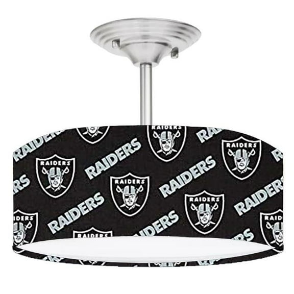 888 Cool Fans DR-0001343 Raiders NFL Football 2-Light Brushed Nickel Drum LED Lamp Fixture