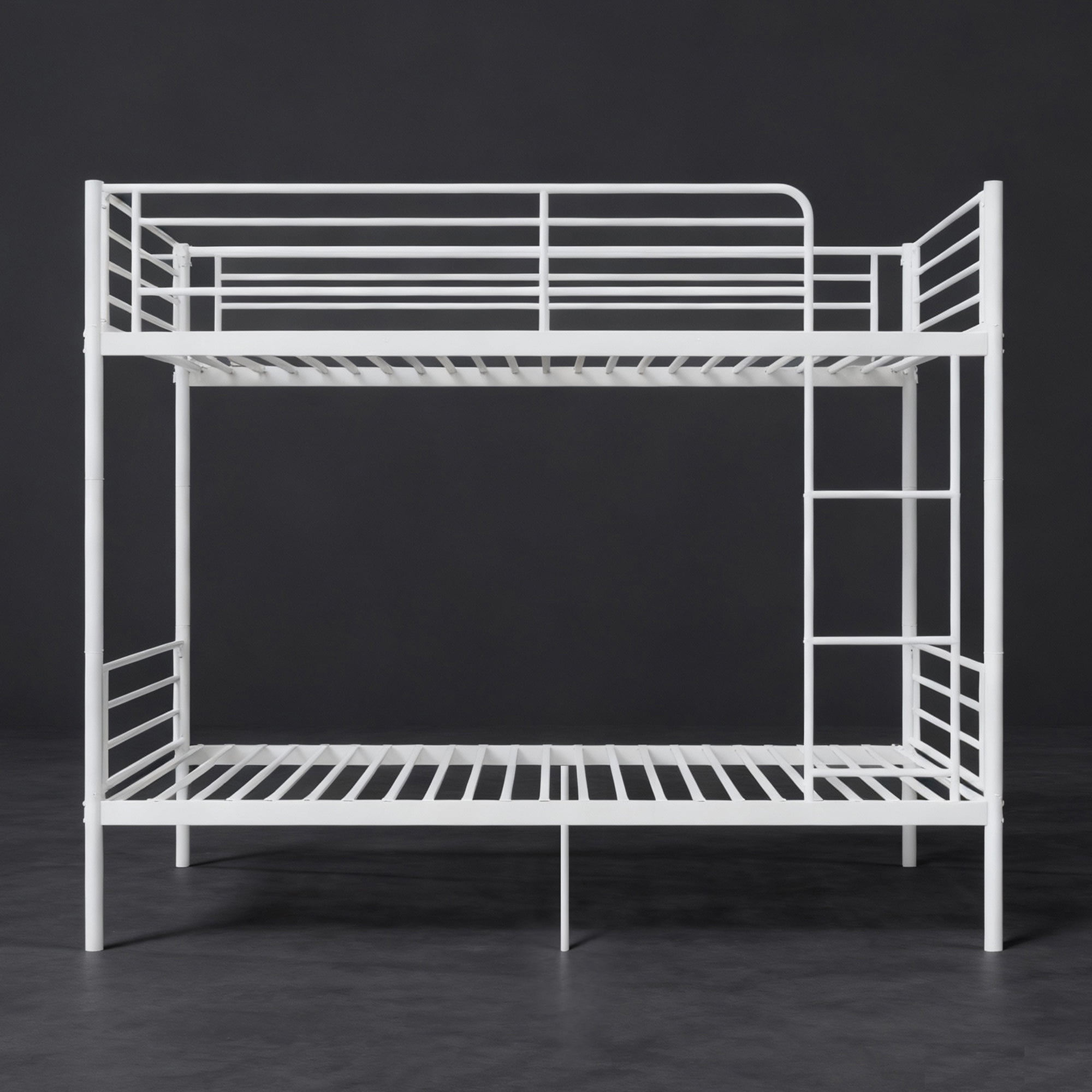 Mintazer Twin Over Twin Detachable Metal Bunk Bed with Ladder & Guardrail for Teen Adult Bedroom Dormitory, White