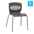 thumbnail image 5 of BizChair Set of 5 Commercial Grade 770 lb. Capacity Ergonomic Stack Chair with Lumbar Support and Silver Steel Frame - Gray, 5 of 13