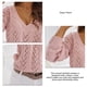 thumbnail image 5 of Suéter de punto para mujer, Top hueco, manga larga, cuello en V profundo, suelto, informal, mantiene el calor, Color puro, 5 of 6