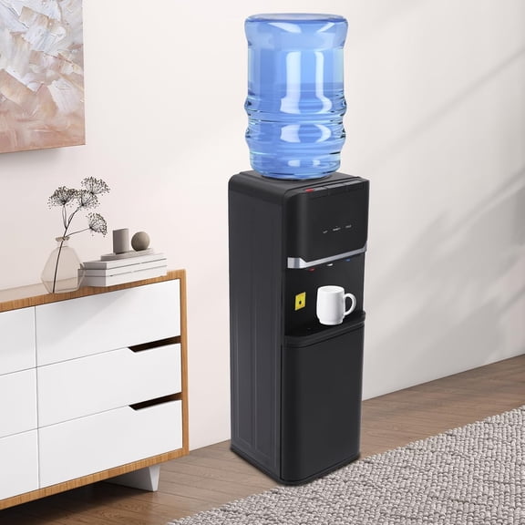 Top Loading Water Dispenser, Hot Cold & Warm Water Cooler, 3 Temperature Settings, 5 Gallon Capacity Electric Water Dispenser for Home & Office Use (Black)