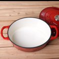 thumbnail image 4 of Olla de hierro fundido para estufa y horno - Horno cubierto de hierro fundido - Redonda - Tamaño 24 cm, Capacidad 3,8 litros, Rojo, 4 of 5