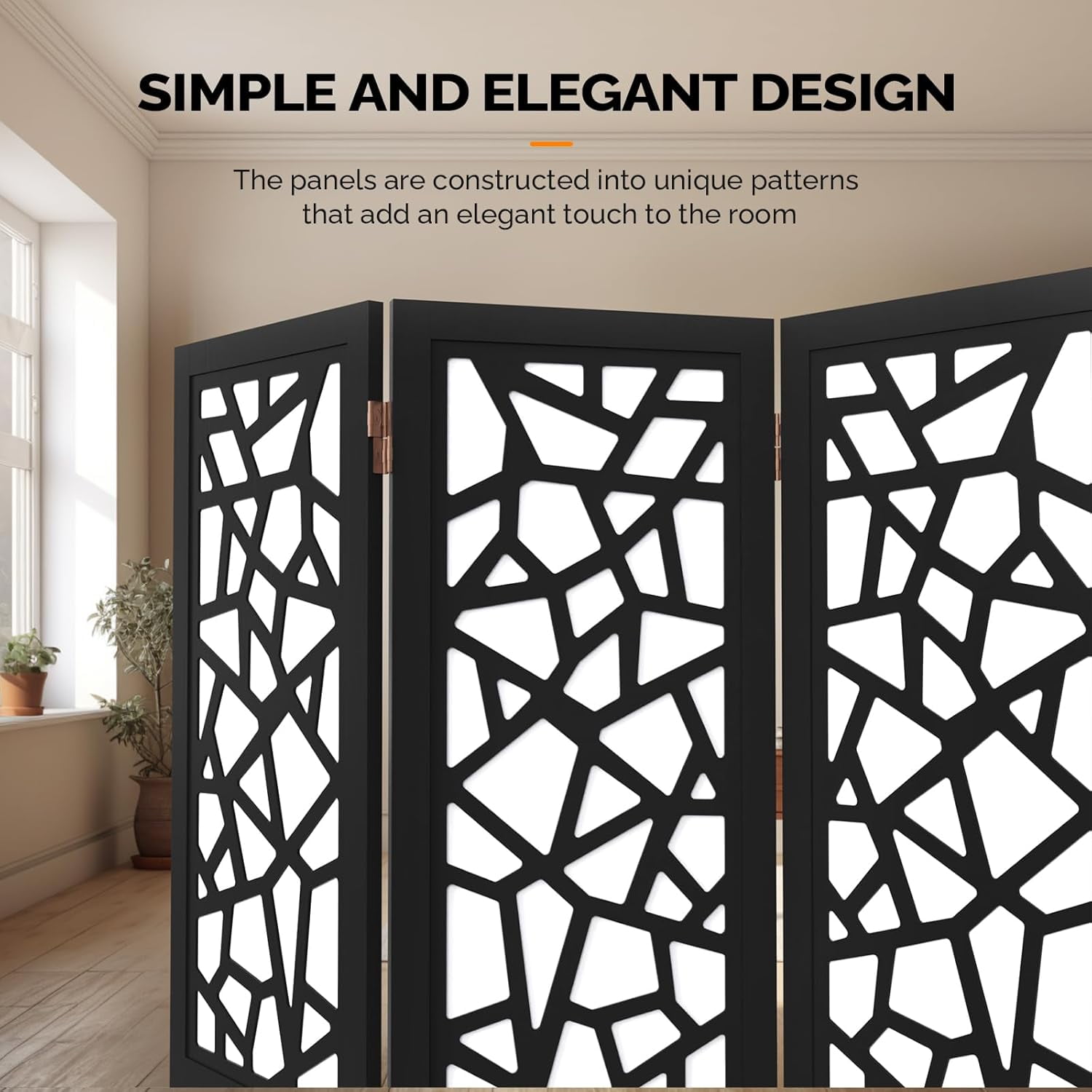 VINGLI 70'' H Room Divider, Non-Woven Fabric Privacy Screen, Indoor Partition Wall Dividers, Freestanding Hinged Space Separator with Modern Unique Pattern