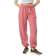 thumbnail image 2 of Boost Straight Leg Sweatpants Women Fleece Cuffed Joggers Comfy Daily Track Pant Athletic Fit Trousers 06-Pink L, 2 of 3
