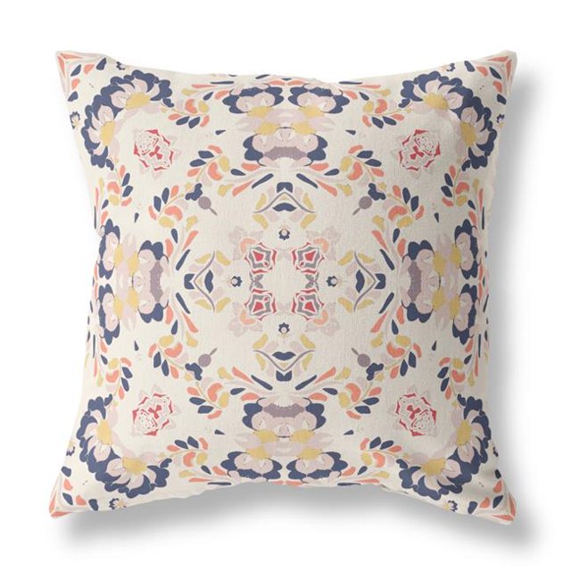 HomeRoots 411195 16 Pouces en Filigrane Intérieur et Extérieur Zip Throw Oreiller & 44; Blanc et Bleu
