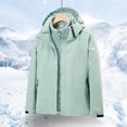 thumbnail image 2 of Waterproof Comfy Rain Jacket For Women Solid Color Long Sleeved Zipper Three In One Windproof Mountaineering Two-Piece Winter Green Raincoat Jacket L Up to 65% Off!, 2 of 4