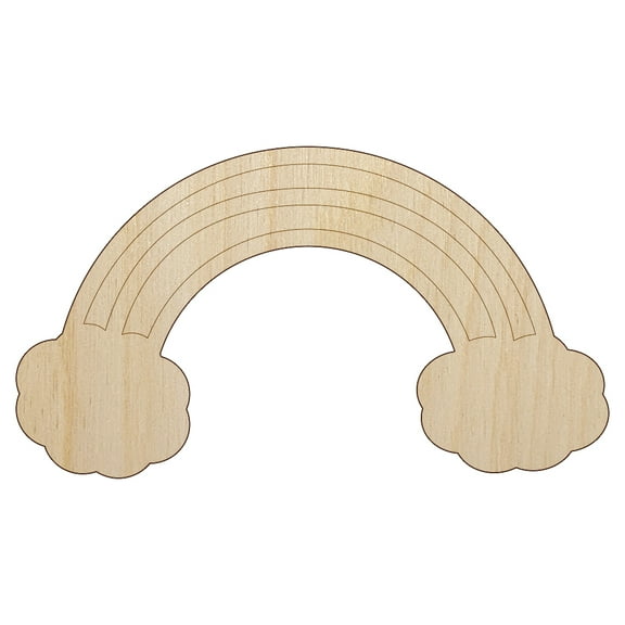 Rainbow with Clouds Wood Shape Unfinished Piece Cutout Craft DIY Projects - 4.70 Inch Size - 1/8 Inch Thick