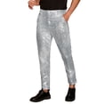 thumbnail image 5 of INSPIRE CHIC Shiny Pants for Men's Glitter 70s Disco Night Club Straight Leg Sequin Trousers 32 Silver, 5 of 6