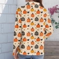 thumbnail image 7 of Delconic Womens Halloween Print Button Down Shirt Long Sleeve Casual Regular Fit Collared Blouse Pumpkin Pattern Top Beige L, 7 of 7