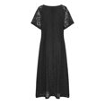 thumbnail image 4 of Puntoco Vestido De Manga Corta Con Cuello En V, Falda Larga Suelta De Color Sólido Informal Para Mujer De Encaje Negro Xxl, 4 of 6