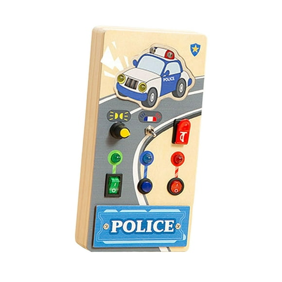 Tablero de actividades de madera Montessori con lámpara LED Tablero de actividades de madera para niños pequeños policía