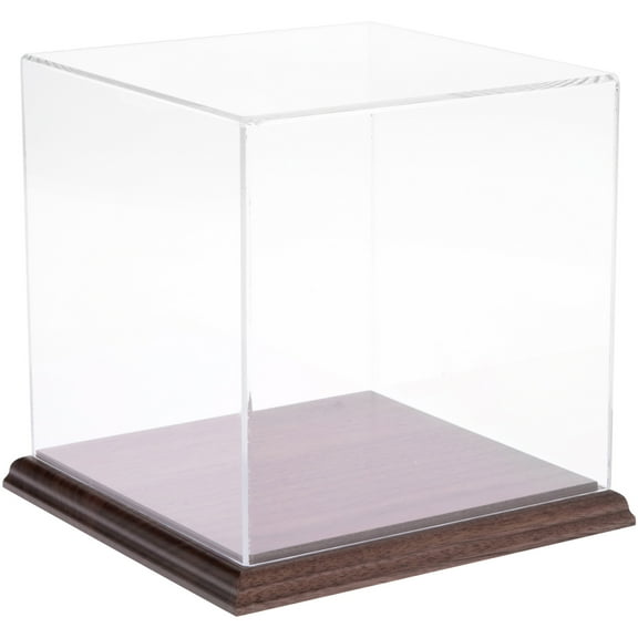 Plymor Clear Acrylic Display Case with Hardwood Base, 7" W x 7" D x 7" H