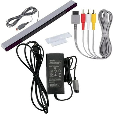3-1 Wii AC Power Adapter   Composite Audio Video Cable and Wired Motion Sensor Bar Compatible with Nintendo Wii