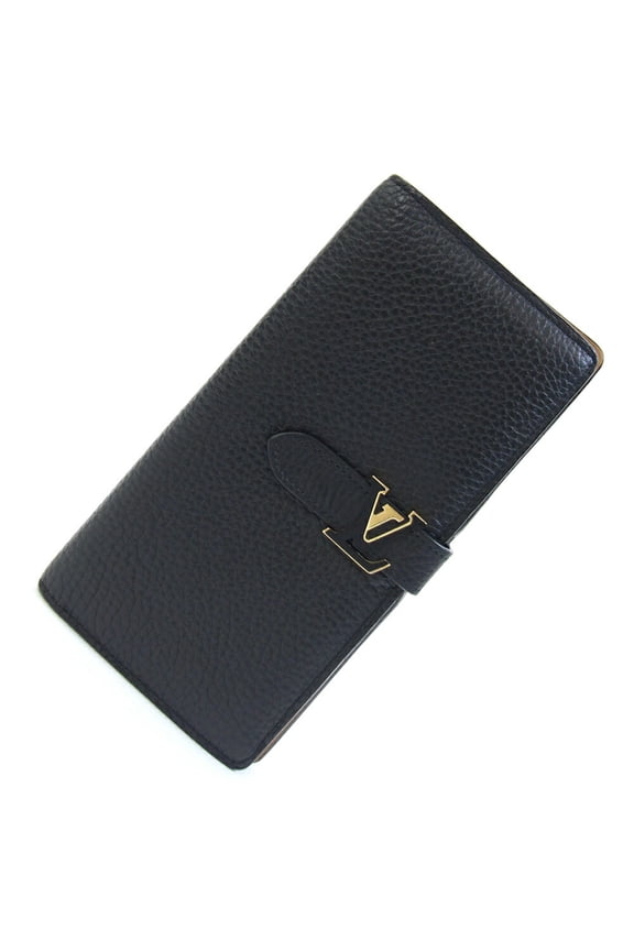 Pre-Owned Louis Vuitton Bi-fold Long Wallet LV Vertical M81330 Noir Taurillon Leather Black...