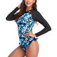 thumbnail image 2 of Traje de baño de manga larga, traje de baño de dos piezas para mujer, traje de baño de cuello redondo para mujer, traje de baño transpirable, durabilidad prolongada, 2 of 6