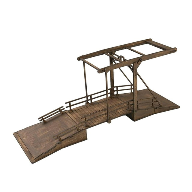 Modelo de construcción de puente de madera hecho a mano a escala 1:72, vehículos de reconocimiento, rompecabezas artesanal para niños, coleccionables, Hugo Puente en miniatura