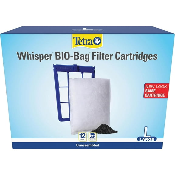 Whisper Bio-Bag Filter Aquarium Cartridges Large Filter for Freshwater and Marine Fish Removes Odors and Discoloration Easy to Assemble 12 Large Blue Filters