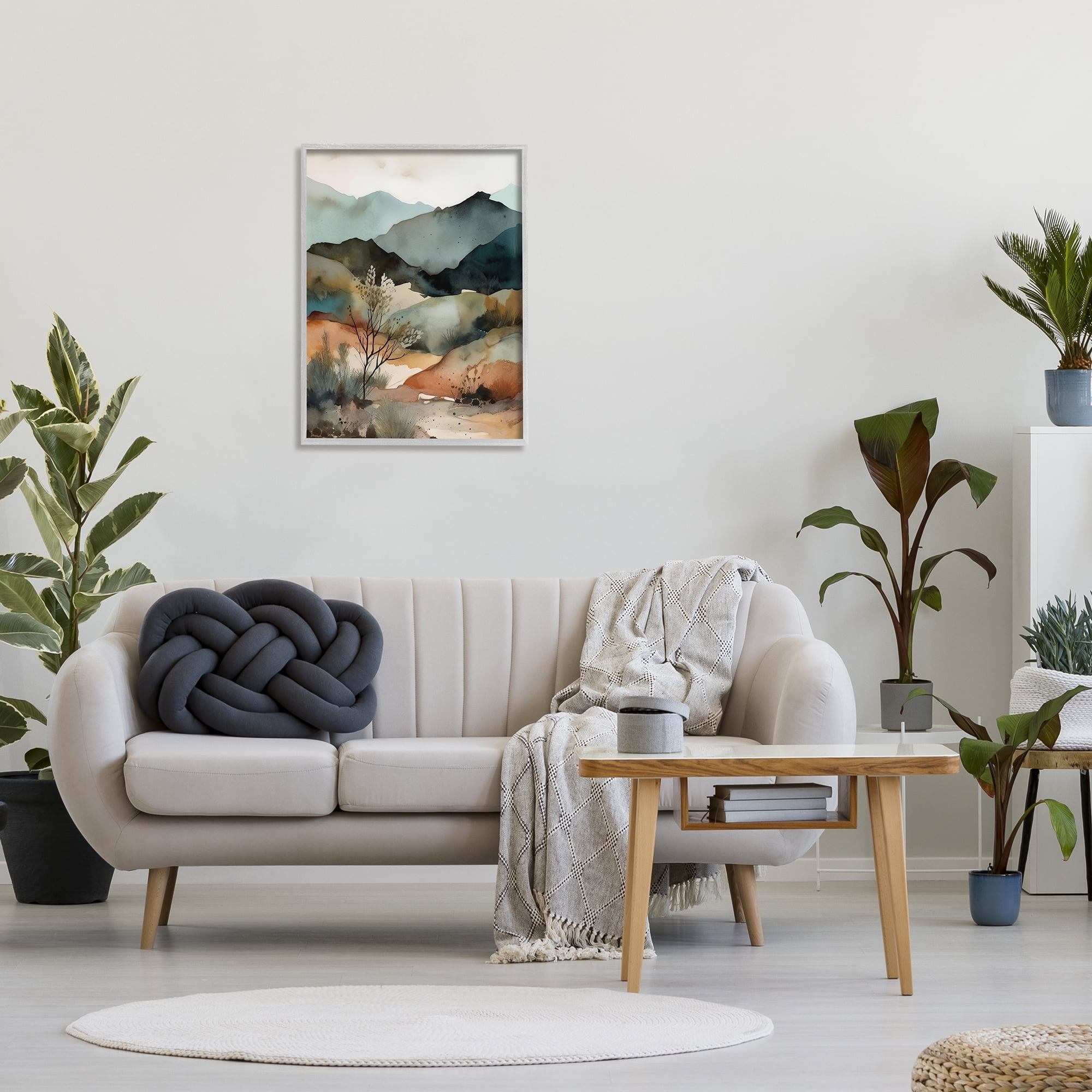 Stupell Industries Mountains Mood Abstract Landscape Painting Gray Framed Art Print Wall Art, 24 x 30