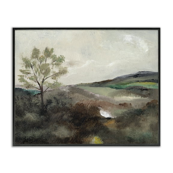 Stupell Industries Beige Toned Landscape Landscape & Nature Painting Black Framed Art Print Wall Art, 14 x 11