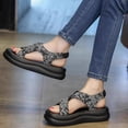 thumbnail image 5 of XIMIN Girls Open-Toe Platform Sandals Floral Print Dual Wide Straps Elastic Heel Non-Slip Thick Sole Casual Summer Shoes for Beach Wear (Beige, 8-9 Years), 5 of 6