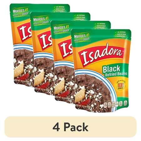 (4 pack) Verde Valle Foods Isadora Refried Black Beans, 15.2 oz