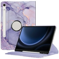 Fintie Rotating Case for Samsung Galaxy Tab S10 Lite/ S10 FE/ S9 FE 5G 10.9 Inch/Tab S9 11 Inch with S Pen Holder, 360 Degree Swiveling Stand Cover Auto Sleep/Wake, Lilac Marble