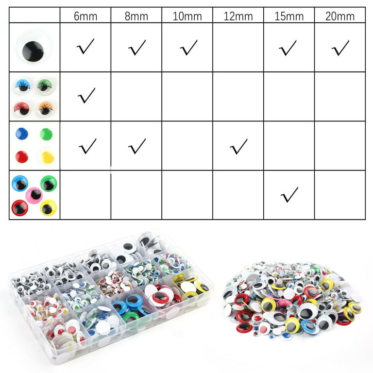 240Pcs Googly Eyes with Self-Adhesive Black White Small Plastic Wiggle  Stickers Eyes for Shcool DIY Crafts Projects, Halloween Christmas DIY Craft  Decorations