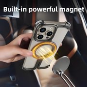 VEAT00L Frameless Magnetic Case for iPhone 16 Pro Max,Metal Kickstand 360° Rotatable Stand for MagSafe,Aluminum Minimalist Slim Bumper Shockproof Protective Cover for 16 Pro Max with Ring Holder