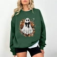 thumbnail image 2 of Chandail en Molleton Imprimé Fantôme pour Femmes Chandail Léger et Chaud Blouses Col Rond Manches Longues Ultra Doux Texturé Tenues de Printemps 2025 Chandail Automne Hiver Vêtements, 2 of 3