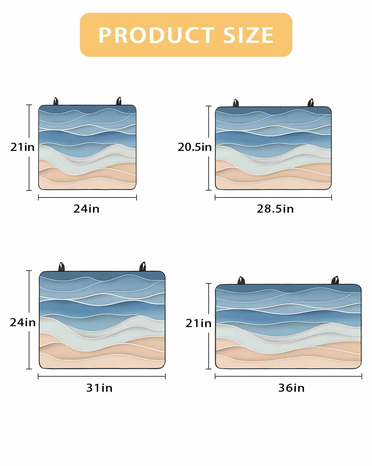 nqOlkjepod Large Induction Cooktop Protector Mat 24"x21", Blue Stove Top Covers for Electric Stove, Ocean Wave Stripes Modern Abstract Beach Geometric Stove Burner Cover Mats, Glass Top Stove Cover
