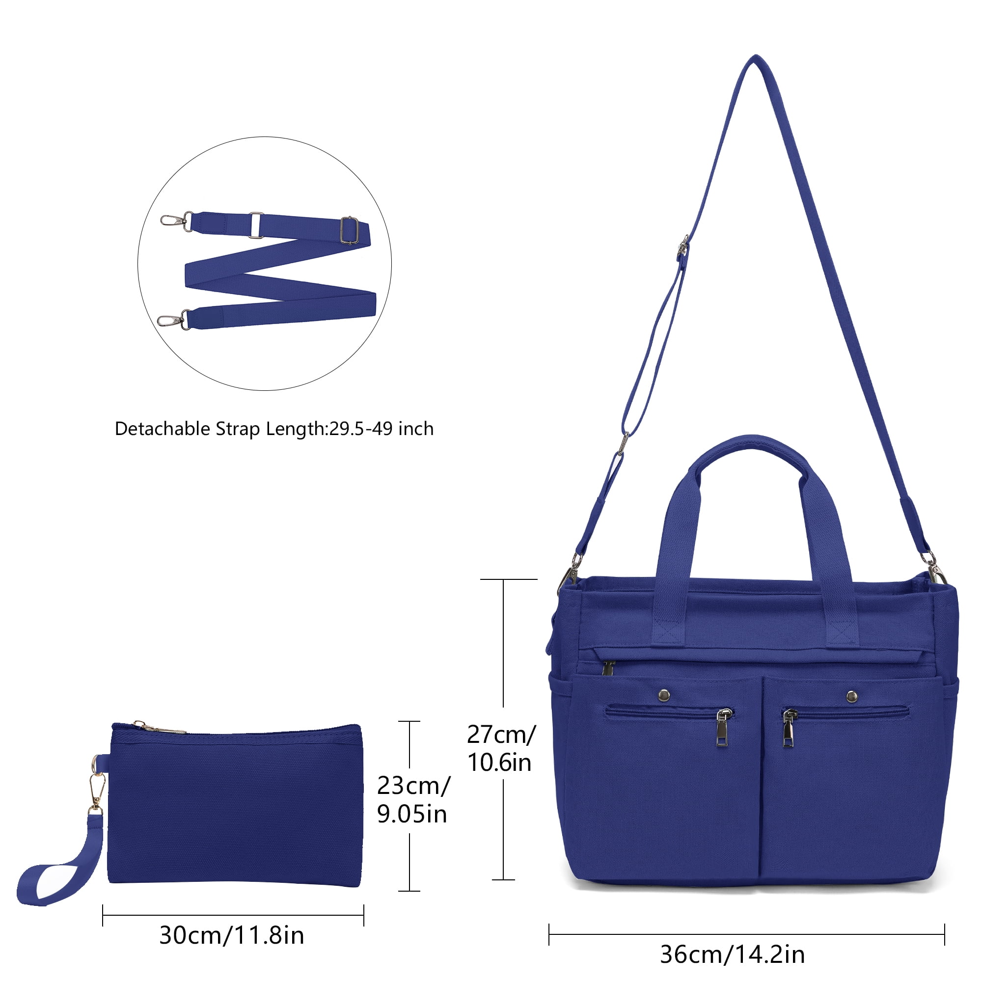 2pcs/Set Small Canvas Tote Bags for Women – Laptop-Friendly Work Totes with Crossbody/Shoulder Straps | Ideal for Travel, Gym & Daily Use