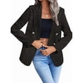 thumbnail image 3 of Women'S Plaid Blazer Jacket Warm Fully Lined Business Casual Elegant Coat with Pockets Black Dot XXL, 3 of 9