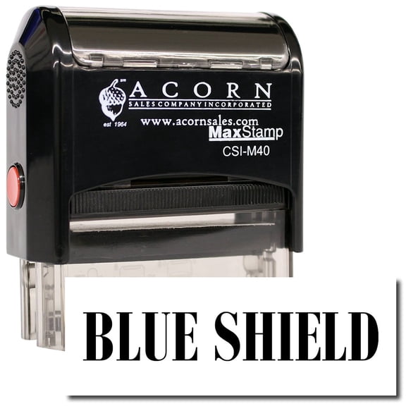 Large Self-Inking Blue Shield Stamp with Blue Ink