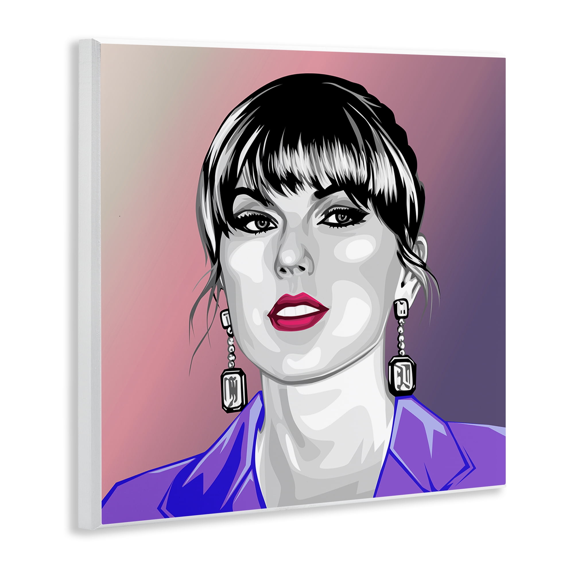 Stupell Industries Taylor Wearing Purple People Painting Unframed Art Print Wall Art, 12 x 12