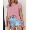 thumbnail image 2 of Women's 2025 Summer Cap Sleeve Tops Casual Crew Neck Loose Fit Knit Lightweight Sweater Pullover Top, 2 of 6