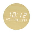 thumbnail image 1 of 7.5" Digital Wall Clock 12/24H with Calendar & Temperature Adjustable Brightness Bamboo, 1 of 8