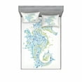 thumbnail image 2 of Seahorse Bedding Set with Sheet & Covers, Sea Animal Creature in a Creative Design Illustration Print, Printed Bedroom Decor 2 Shams, 4 Sizes, Pale Blue Green, by Ambesonne, 2 of 3