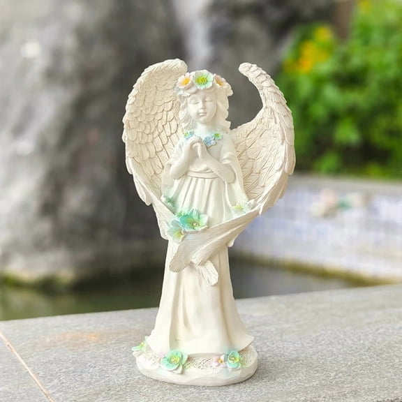 Solar-Powered Angel Statue Lamp Outdoor Garden Landscape Decorative Light Courtyard Patio Lawn Resin Decorative Statue