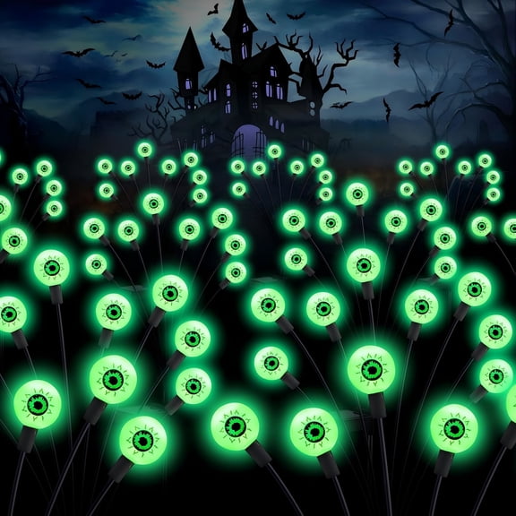 ZOEYKIMLO Halloween Decorations Solar Scary Eyeball Lights,Outdoor Halloween Light 12LED Eyeball Swaying Firefly Lights for Yard Garden Lawn Halloween Party Decor,Green