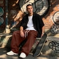thumbnail image 6 of WJOSBXT Mens Baggy Pants Big and Tall Wide Leg Sweatpants 2026 Drawstring Workout Sweat Pants Straight Lounge Oversized Y2k Trousers with Pockets 2XL, 6 of 10